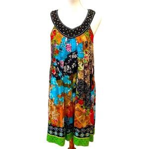Vintage Dress Medium 100% Cotton Boho Giorgio Kauten Y2K Dress Butterfly Bird